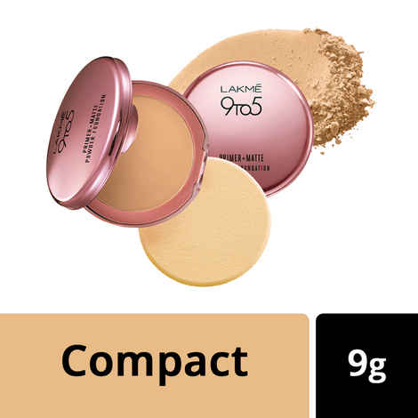 Lakme 9 to 5 Primer + Matte Powder Foundation Compact - Silky Golden (9 gm)