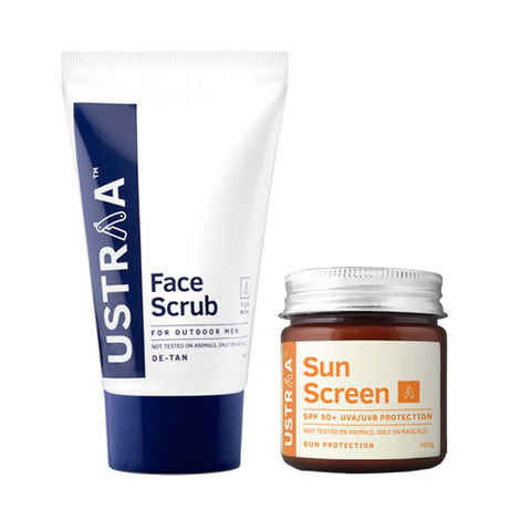 Ustraa By Happily Unmarried Sunscreen and Face Scrub Pack of 2 (Set of 2)