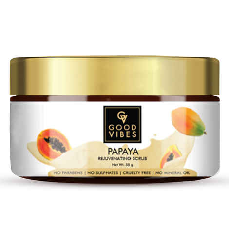 Good Vibes Papaya Rejuvenating Face Scrub | Cleansing, Moisturizing | With Almond Oil | No Parabens, No Sulphates, No Mineral Oil (50 g)