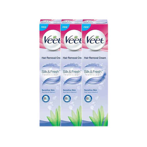 Buy Veet Hair Removal Cream Sensitive Skin (100 g) Pack of 3 - Purplle
