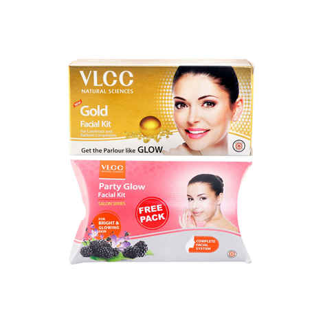 Buy VLCC Gold Facial Kit + Party Glow Facial Kit (Free) - Purplle