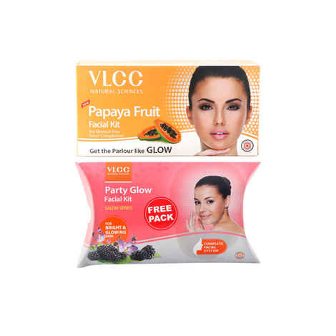Buy VLCC Papaya Fruit Facial Kit + Party Glow Facial Kit (Free) 60 gm - Purplle