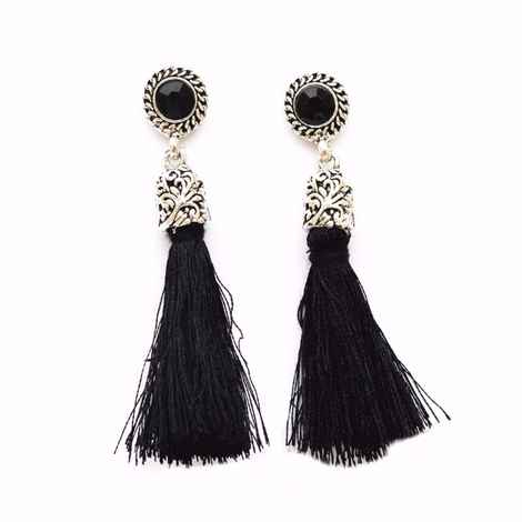 Buy Joker & Witch Black & Silver Tassel Drop Earrings - Purplle