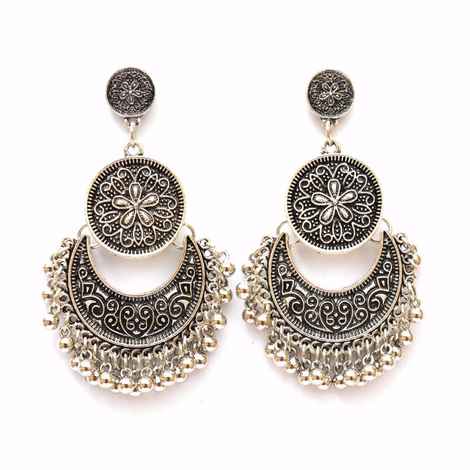 Buy Joker & Witch Ethnic Silver Ghungroo Earrings - Purplle