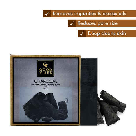 Buy Good Vibes Natural Hand Made Soap - Charcoal (100 gm) - Purplle