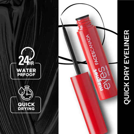 Faces Canada Magnet Eyes Eye Liner | Glossy Intense Black | Fast Dry | Long Lasting | Water proof | Smudge proof | Fine Tip Precision 3.5ml