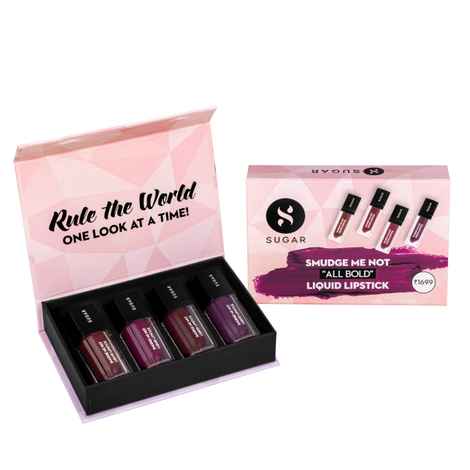 Buy SUGAR Cosmetics Smudge Me Not ""All Bold"" Liquid Lipstick Gift Box - Purplle
