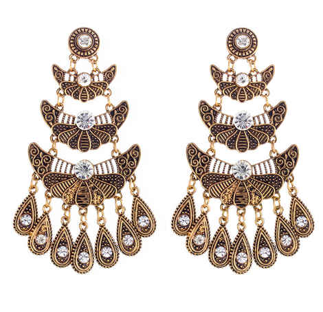Buy Crunchy Fashion "The Tribal Muse" Antique Gold Dew Drop Earrings - Purplle