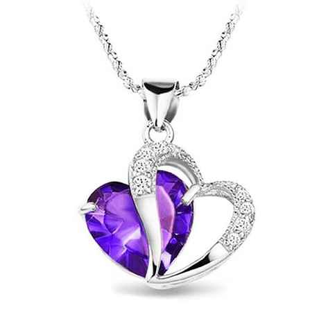 Buy Crunchy Fashion Azure Heart Purple Pendant Necklace - Purplle
