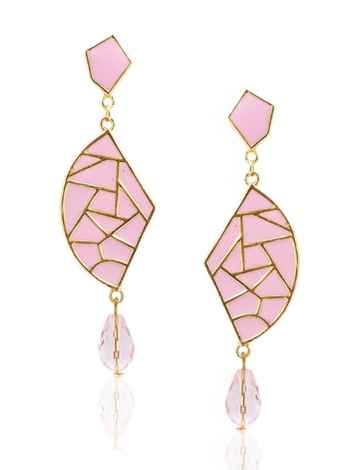 Buy Crunchy Fashion Baby Pink Mosaic Diva Danglers - Purplle