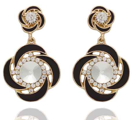 Buy Crunchy Fashion Gold Plated Black Drop Earrings - Purplle