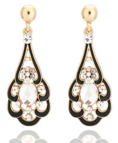Buy Crunchy Fashion Gold Plated Black Stylish Drop Earrings - Purplle