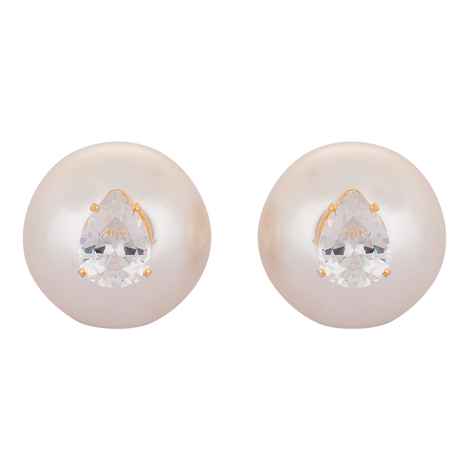 Buy Crunchy Fashion Crystal Drop Pearl Stud Earrings - Purplle