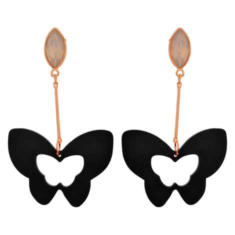 Buy Crunchy Fashion Dangling Black Butterfly Earrings - Purplle