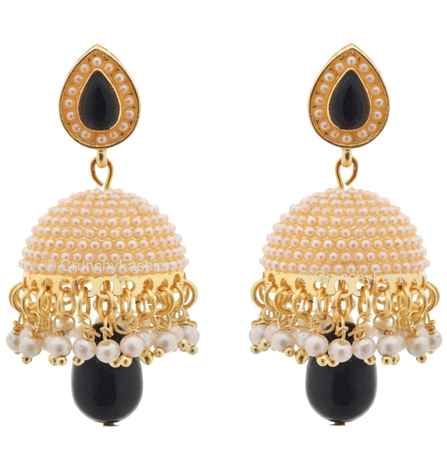 Buy Crunchy Fashion Dome Of Pearl Black Jhumka - Purplle