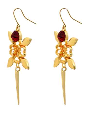 Buy Crunchy Fashion Drama Ornate Golden Red Earrings - Purplle