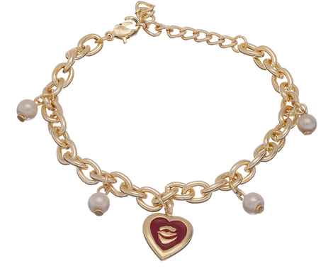 Buy Crunchy Fashion Jewel Love Golden Charm Bracelet - Purplle