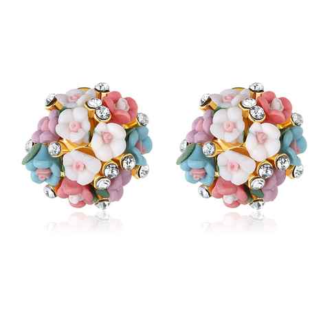 Crunchy Fashion Multicolored Floret Stud Earrings for Girls