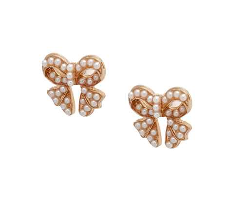 Buy Crunchy Fashion Pearl Bow Studs - Purplle