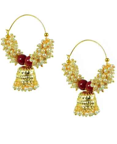 Buy Royal Bling Pearl Hoop Jhumki Earrings - Purplle