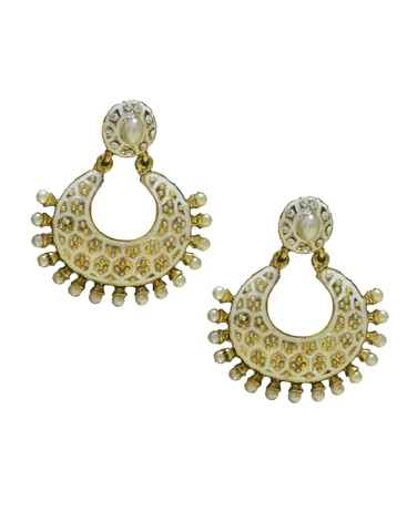 Buy Crunchy Fashion Pearl Matka Earrings-Golden-White - Purplle