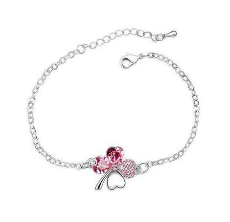 Buy Crunchy Fashion Pink Heart Leaf Bracelet - Purplle