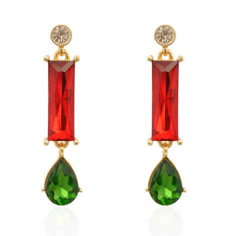 Buy Crunchy Fashion Ravishing Red Green Crystal Earrings - Purplle
