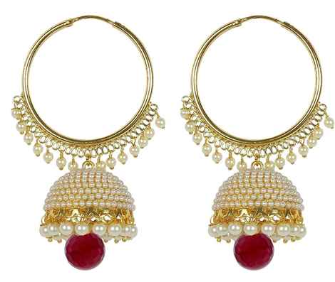 Royal Bling Red Drop Pearl Beads Jhumki