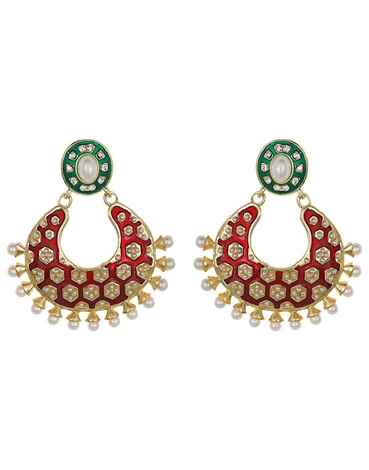 Buy Crunchy Fashion Red Green Tradtional Matka Earring - Purplle