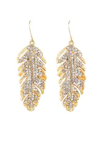 Buy Crunchy Fashion Sparkled Leaf Golden Earring - Purplle