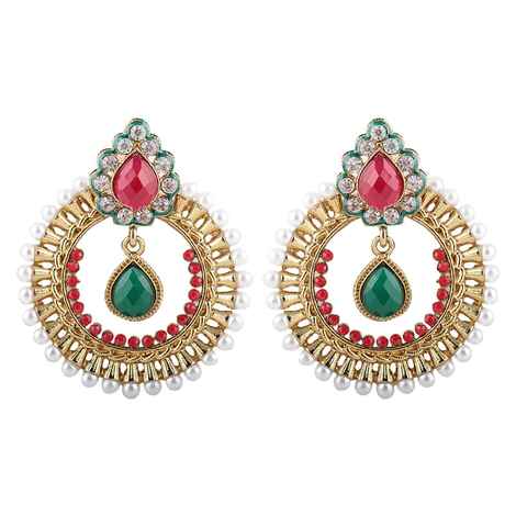 Buy Crunchy Fashion The Aquamarine Scarlet ChandBali Earrings - Purplle