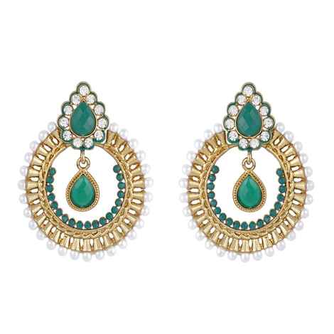 Buy Crunchy Fashion The Viridescent ChandBali Earrings - Purplle