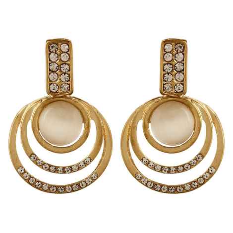 Buy Crunchy Fashion Zircon & Opal Studded Rose Gold Drop Earrings - Purplle