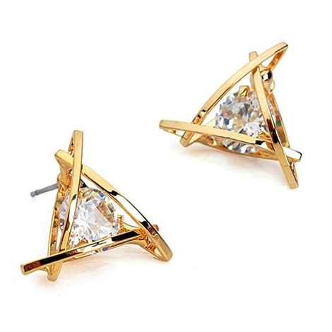 Buy Crunchy Fashion Zircon Studded Triangle Stud Earrings - Purplle
