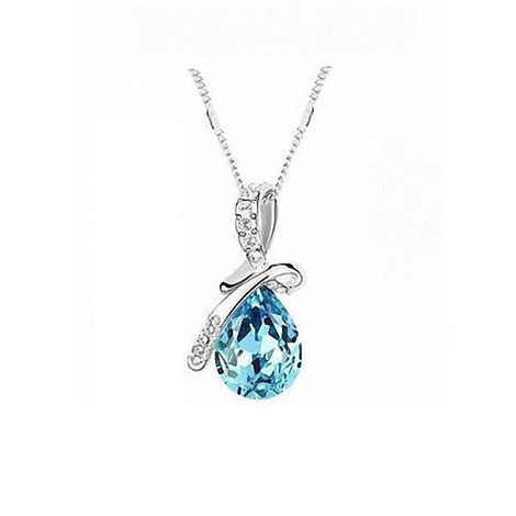 Buy Lishmark Womens Low Quailty Blue Crystal Stone Necklace With Pendant - Purplle