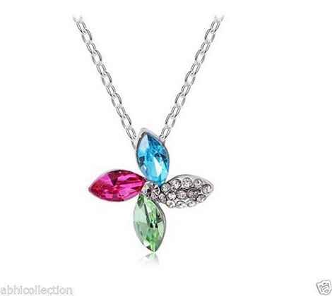 Buy Lishmark Crazy Stuff Womens 9K White Gold Filled Aaa Cz & Crystel Necklace & Pendant - Purplle