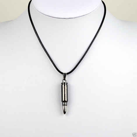 Buy Lishmark Fashion Jewelry Alloy Black Color Bullet Pendant Black Leather Necklace - Purplle