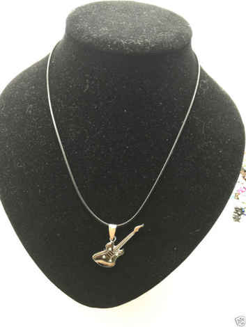 Buy Lishmark Lovers Charm Fashion Jewelry Steel & Black Guitar Pendant Black Leather Necklace - Purplle