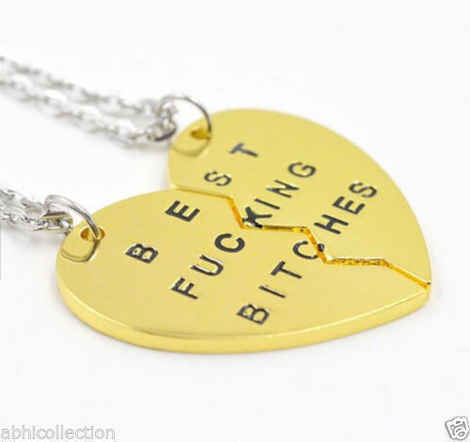 Buy Lishmark Best Bitches Friend Forever 2Piece Break Heart Alloy Gold Color Pendant Necklace - Purplle