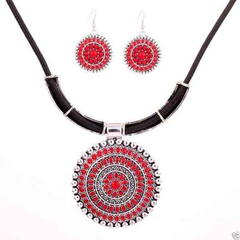 Buy Lishmark Fashion Jewelry Alloy Silver Plated Turquoise Trendy Necklace And Earrings Set - Purplle