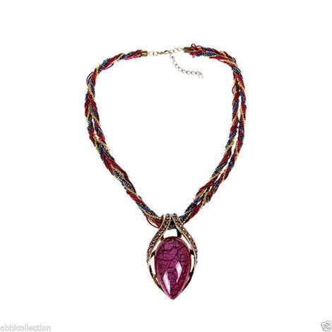 Buy Lishmark Vintage Women Austria Woven Antique Crystal Water Pendants Adjustable Necklace - Purplle
