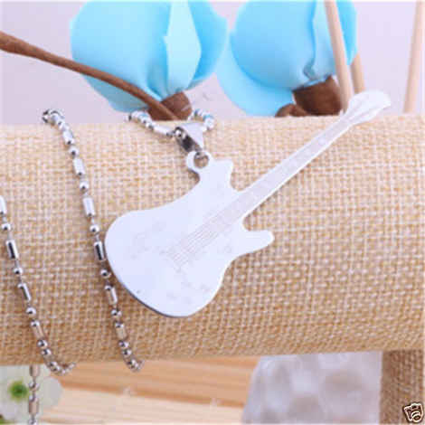 Buy Lishmark Rock Punk Guitar Pendant Stainless Steel Color Necklace Music Boyfriend Gift - Purplle