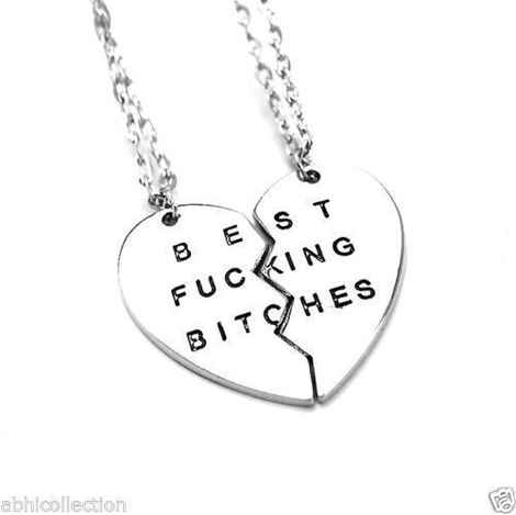Buy Lishmark Best Bitches Friend Forever 2Piece Break Heart Silver Color Pendant Necklace - Purplle