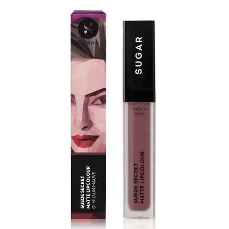 Buy SUGAR Cosmetics Suede Secret Matte Lipcolour - 01 Muslin Mauve (Mauve Nude) (6 ml) - Purplle