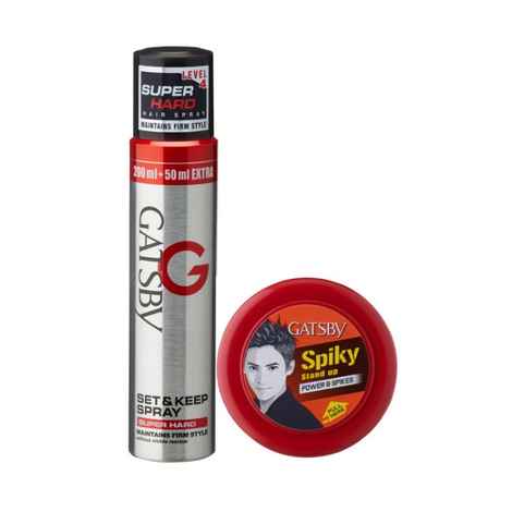 Buy Gatsby Set and Keep Super Hard Hair Spray, 250ml with Power and Spikes Hair Styling Wax, 75g - Purplle