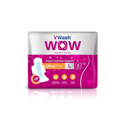 Buy Vwash Wow Sanitary Napkin Ultra Thin - 5 Count (Large) - Purplle