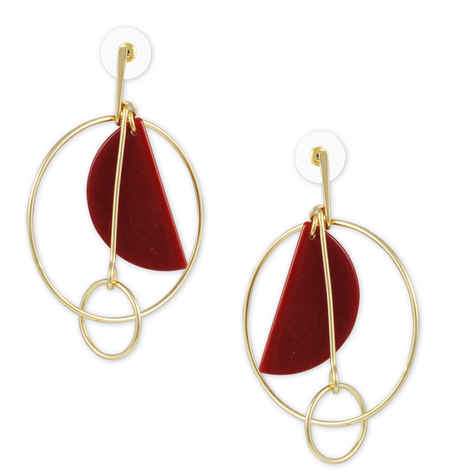 Buy Karatcart Metal Gold Red Stone Geometrical Earrings For Wo - Purplle