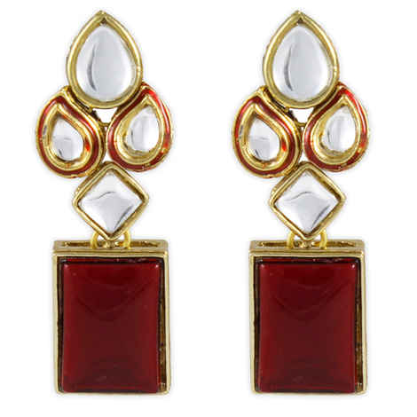 Buy karatcart Cyan Red Modish Kundan Dangle & Drop Earrings For Women - Purplle