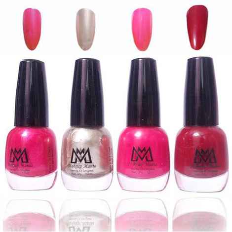 Buy Makeup Mania Premium Nail Polish - Combo of 4 Exclusive Nail Paint - Pink, Silver, Magenta, Red, 12 ml each bottle (MM#32) - Purplle
