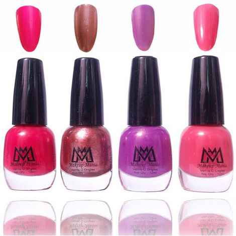 Buy Makeup Mania Premium Nail Polish - Combo of 4 Exclusive Nail Paint - Purple, Red, Metalic Brown, 12 ml each bottle (MM#53) - Purplle